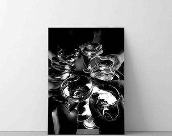 Cheers Art Print, Celebration Wall Art for Cocktail Party, Elegant Drink Illustration, Happy Hour Poster, Social Gathering Decor, Modern Art
