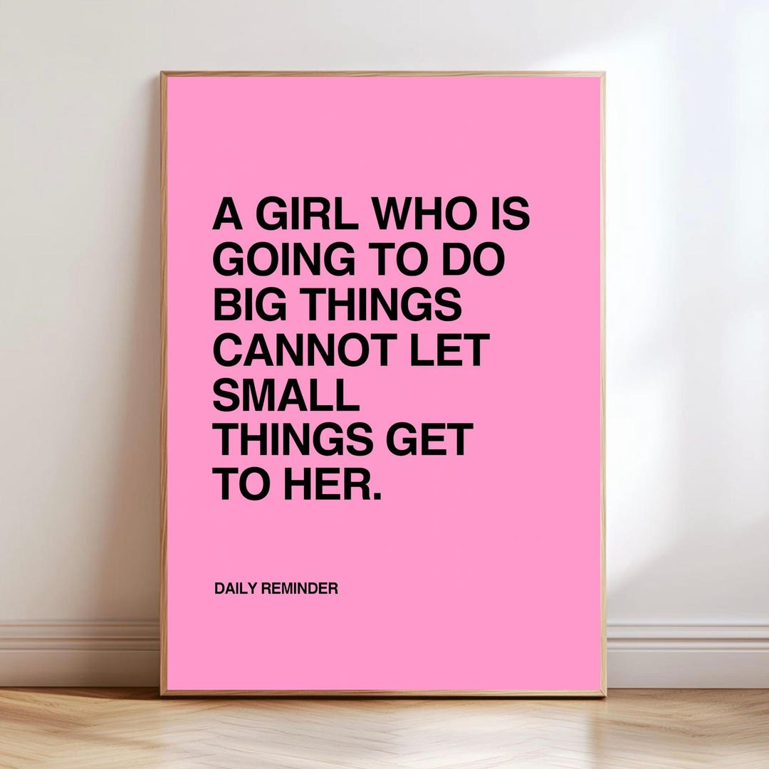 Girl Power Motivational Poster Pink Wall Art Feminist Quote Print ...