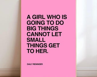 Girl Power Motivational Poster Pink Wall Art Feminist Quote Print Modern Typography Empowerment Decor Office Dorm Cool Girl Artwork