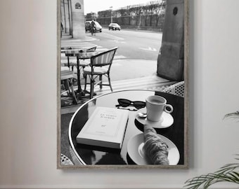 Paris Wall Art Paris Coffee and Croissant Art Print Cozy Parisian Cafe Scene French Travel Photography for Home Decor Landscape Art Print