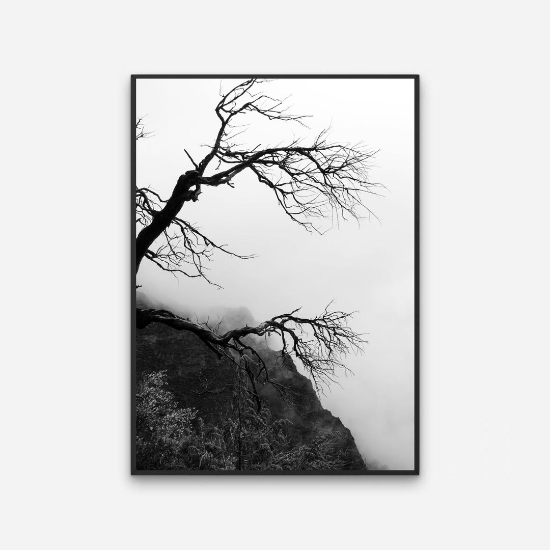 Black and White Landscape Print Minimalist Mountain Abstract Zen ...