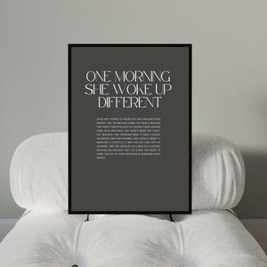 One Morning She Woke Up Different Print Download Trendy Motivating Quote Typography Print Feminist Female Empowerment Wall Art Aesthetic