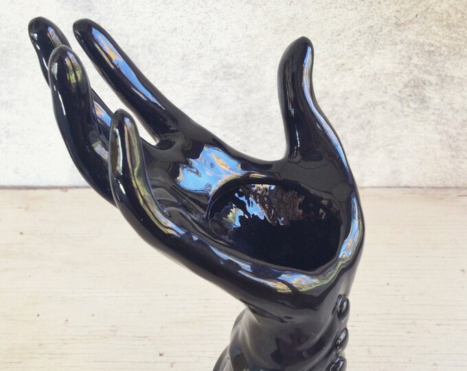Vintage Ceramic Hand Vase Gloved Hand Statue Black Ceramic Etsy