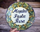 Vintage 12 quot Mexican Pottery Decorative Plate from Santa Rosa Guanajuato Mexico, Rustic Wall Decor, Bohemian Southwestern Home Style