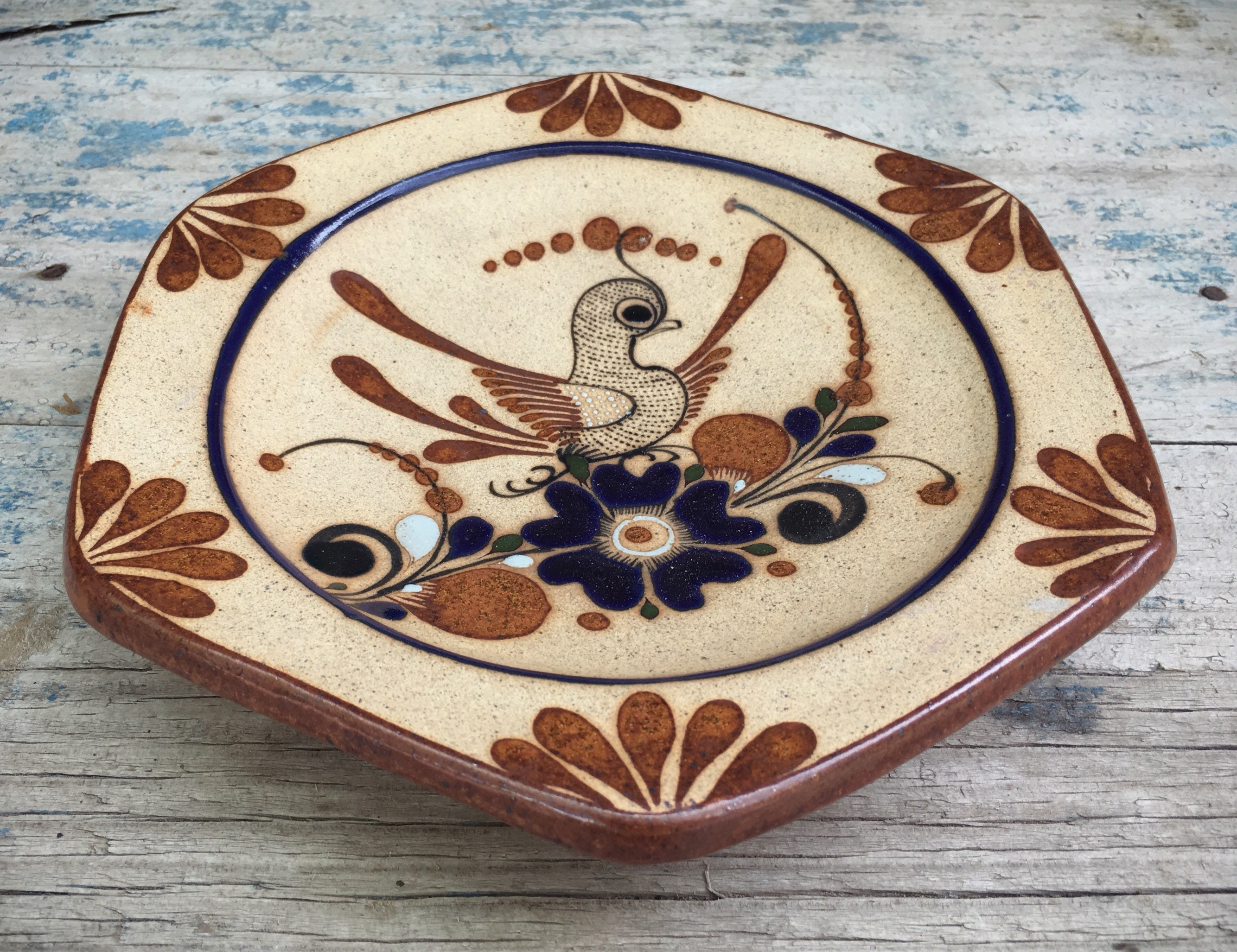 Tonala Pottery Decorative Plate Stoneware Pottery, Mexican Folk Art