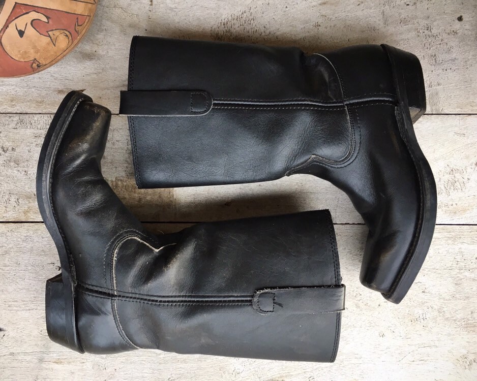 Vintage Black Leather Motorcycle Biker Boot Women's Size 8M (Estimated ...