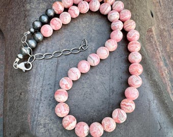 Rhodochrosite Bead Necklace Approx 18" Extender Adds 4" More