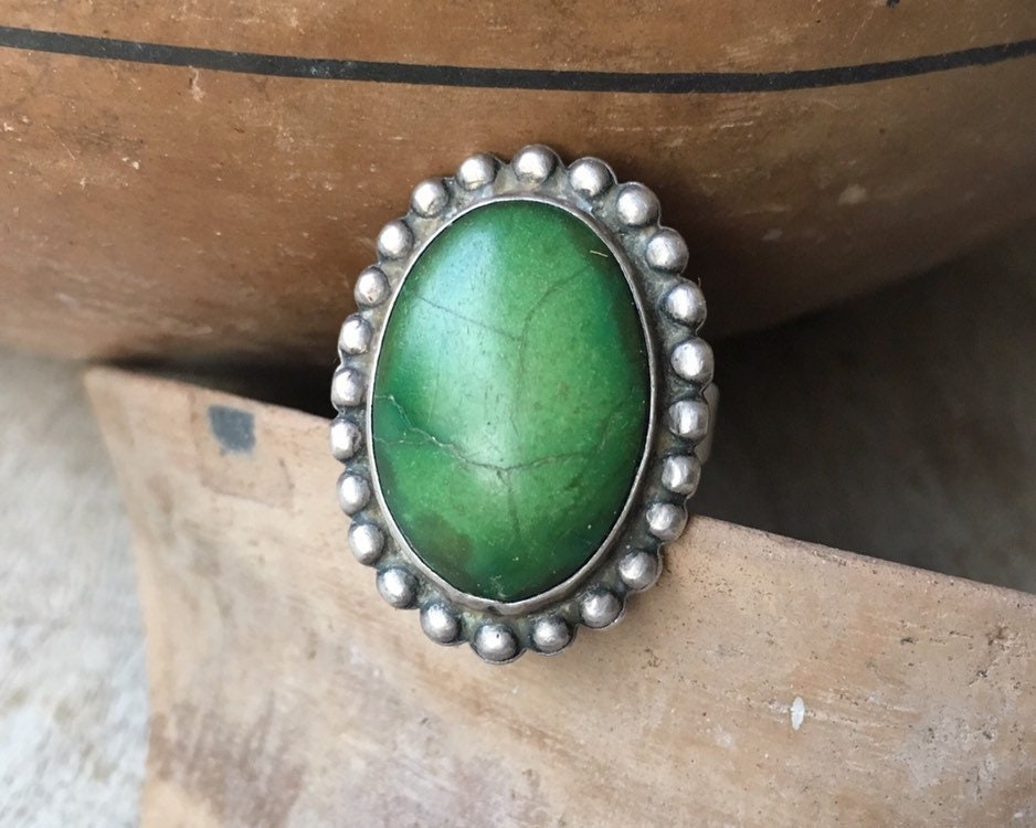 Striking Vintage Native American Jewelry Navajo Green Turquoise Sterling Silver Pendant Pin Old Striking Vintage Native American Jewelry Navajo Green Turquoise Sterling Silver Pendant Pin Old