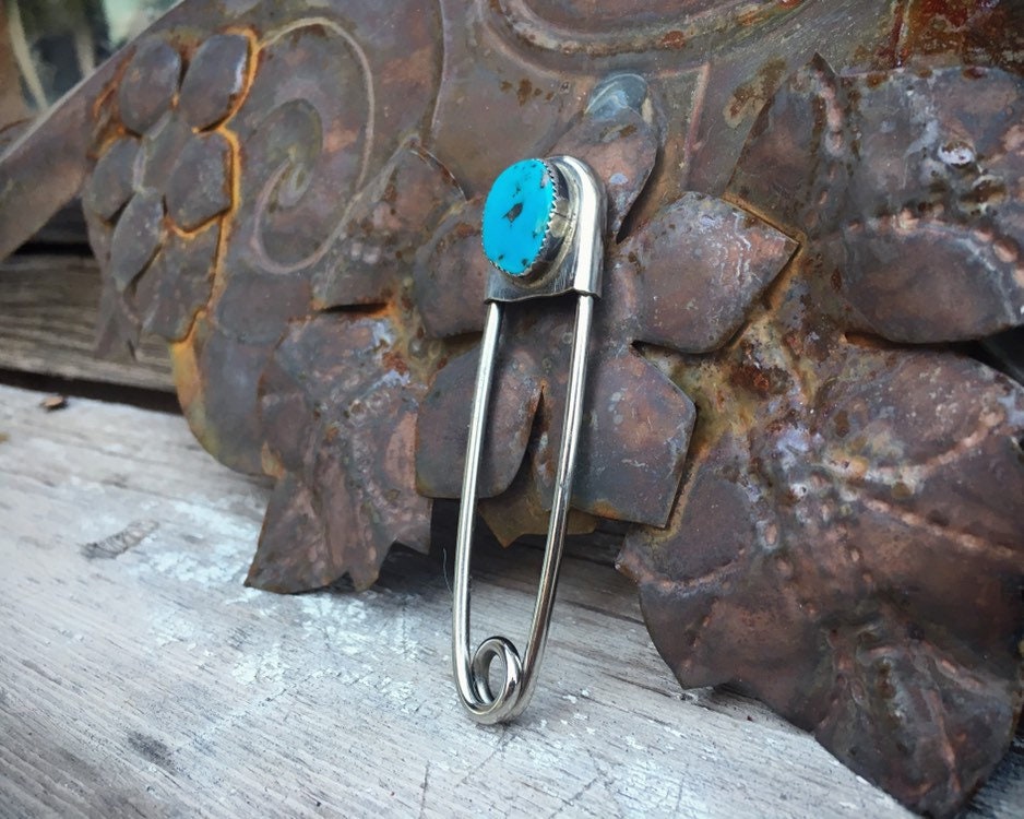 Turquoise Safety Pin 