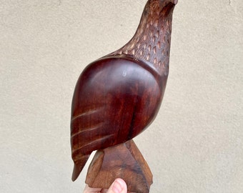 Vintage Wood Carved Eagle Statue for Tabletop, Leadership Freedom Symbolism, Gift for Boss