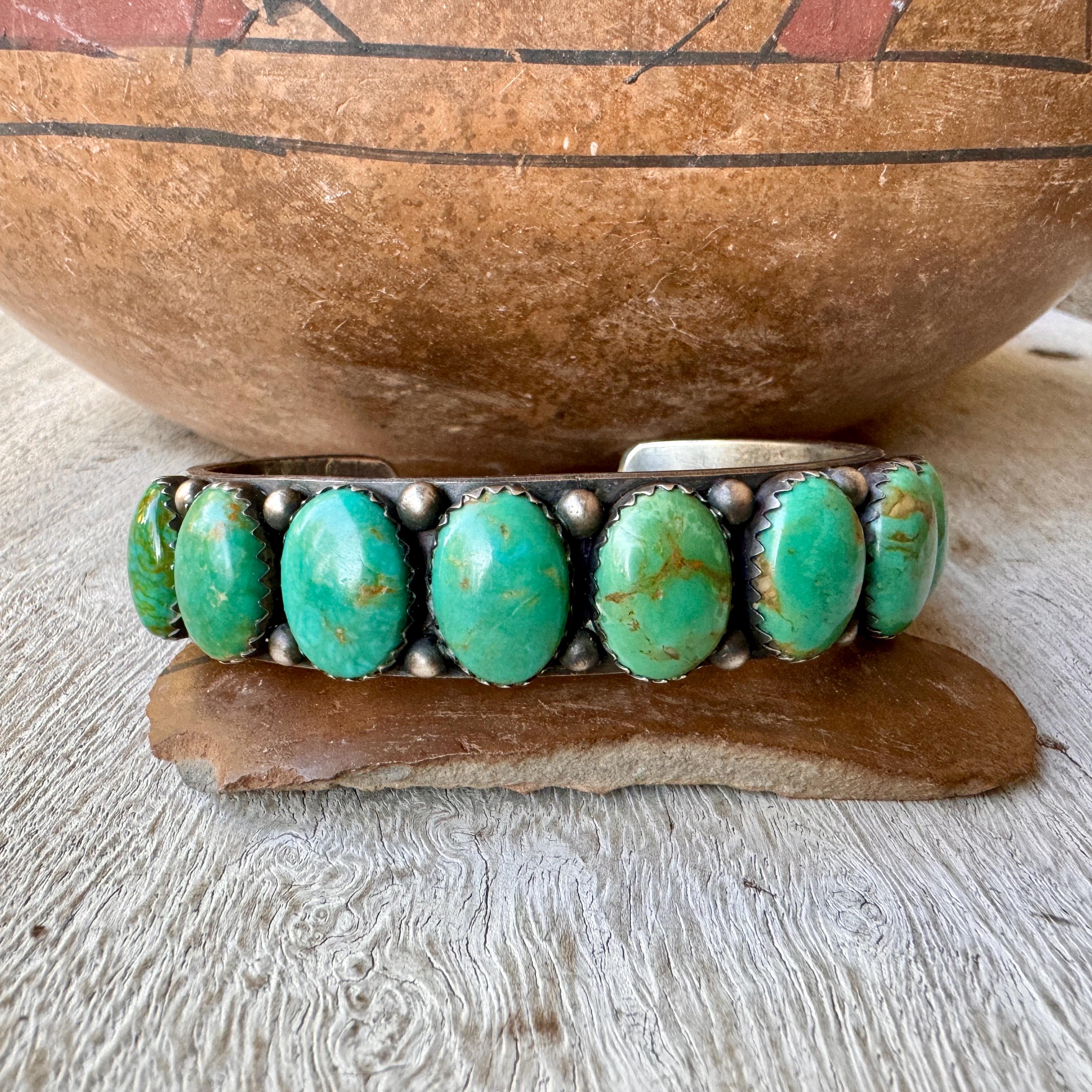 Museum Worthy Vintage Navajo 'Total Natural Turquoise' Native American Jewelry Silver Bracelet Museum Worthy Vintage Navajo 'Total Natural Turquoise' Native American Jewelry Silver Bracelet