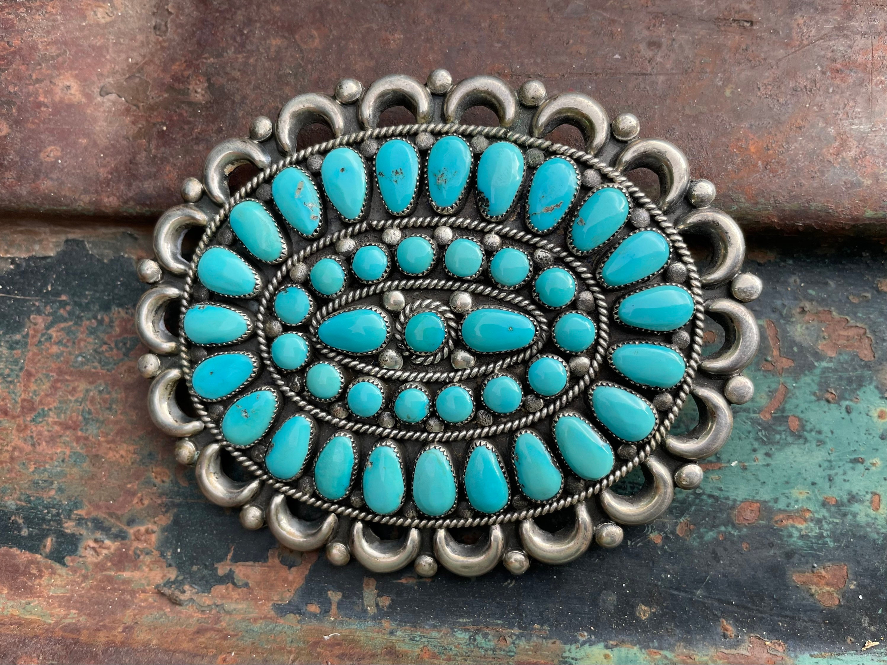Whimsical Vintage Native American Navajo Sleeping Beauty Turquoise Sterling Silver Pin Old Whimsical Vintage Native American Navajo Sleeping Beauty Turquoise Sterling Silver Pin Old