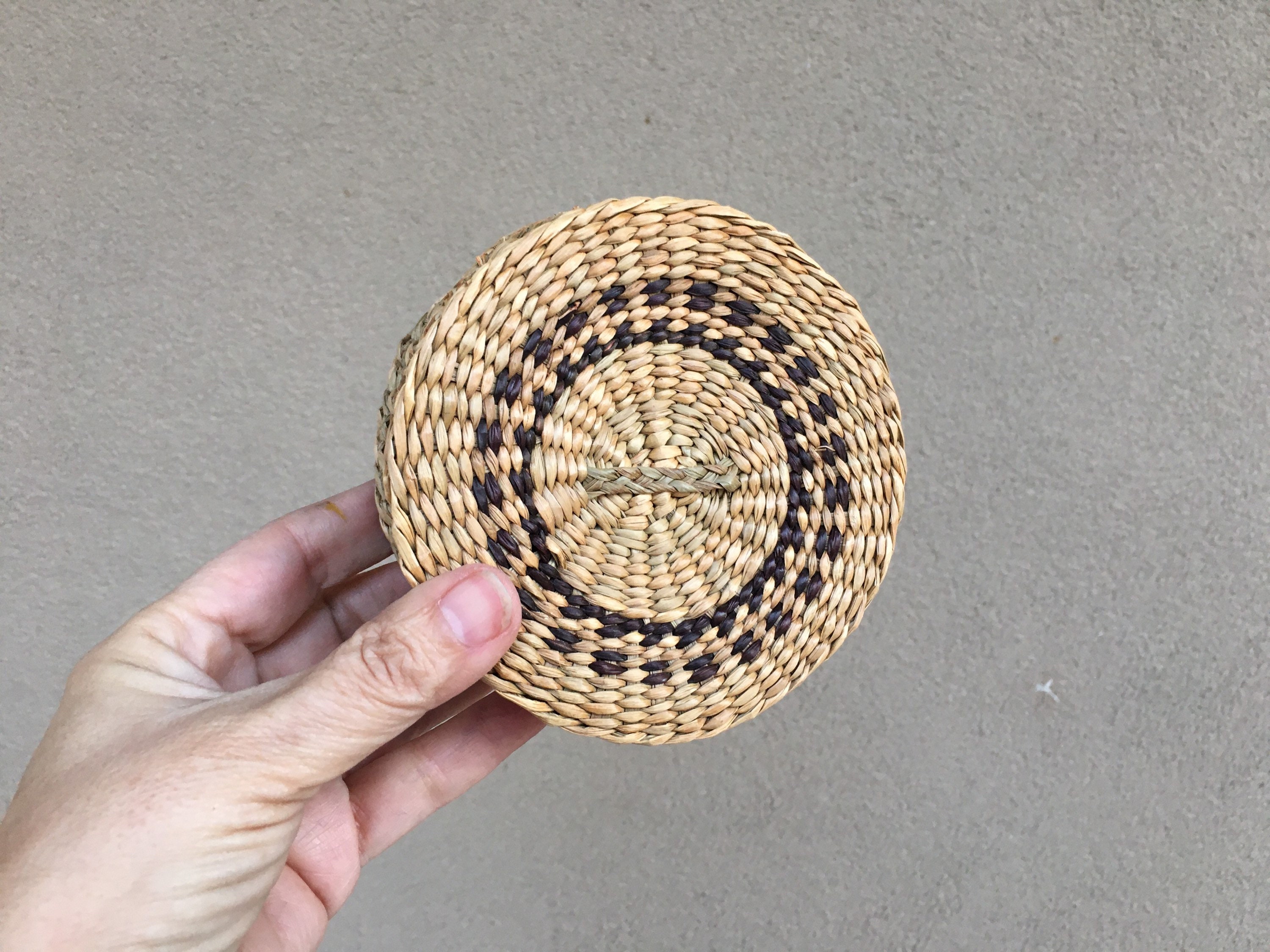 Four Nested Woven Sweetgrass Baskets with Lids, Bohemian Decor, Basket
