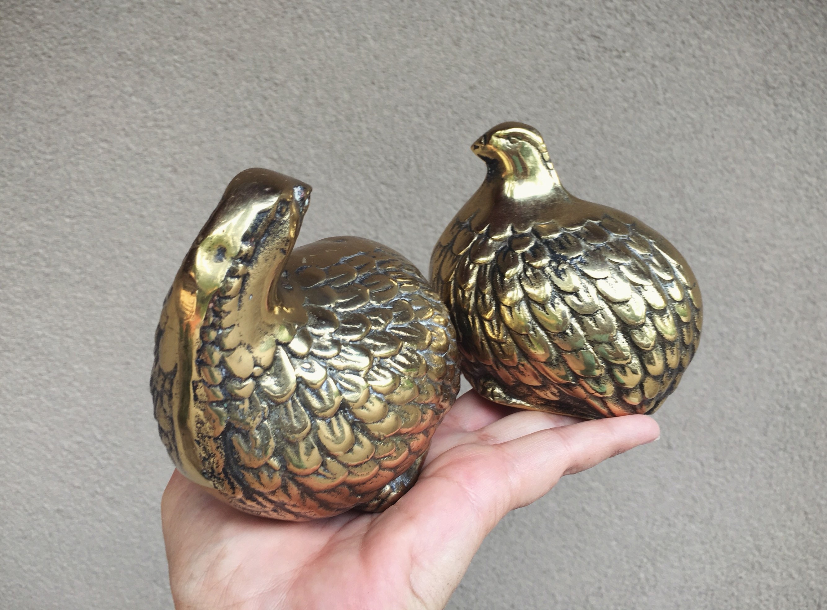 Brass Quail Figurines Bird Statues, Southwestern Decor, Bird Gifts for