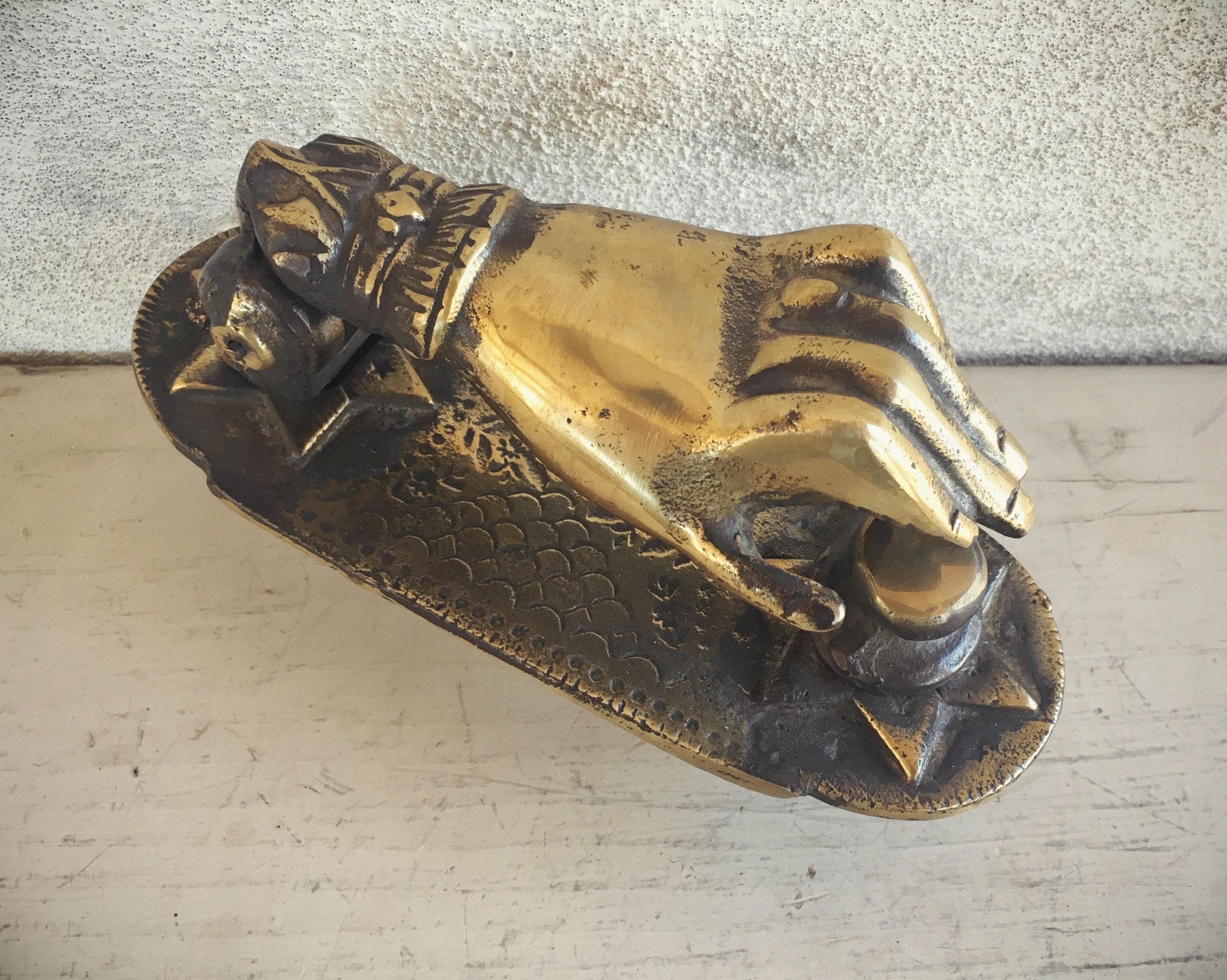Heraldic Sword" Polished Brass Door Knocker | Black Country Metalworks