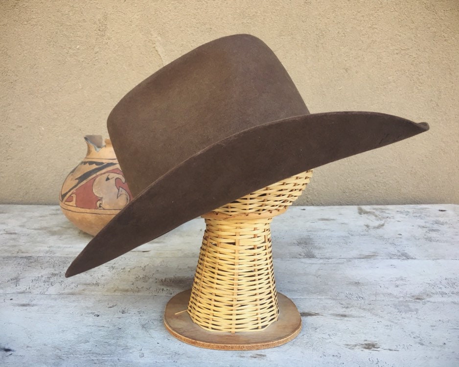 Vintage Cowboy Hat for Men Women Brown Wool Resistol Size 7 3/8