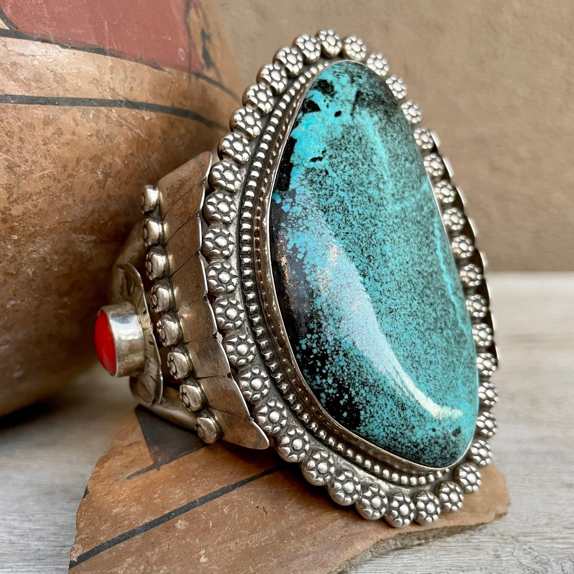 Bold Huge Vintage Native American Navajo Light Blue Turquoise Sterling Silver Bracelet Bold Huge Vintage Native American Navajo Light Blue Turquoise Sterling Silver Bracelet