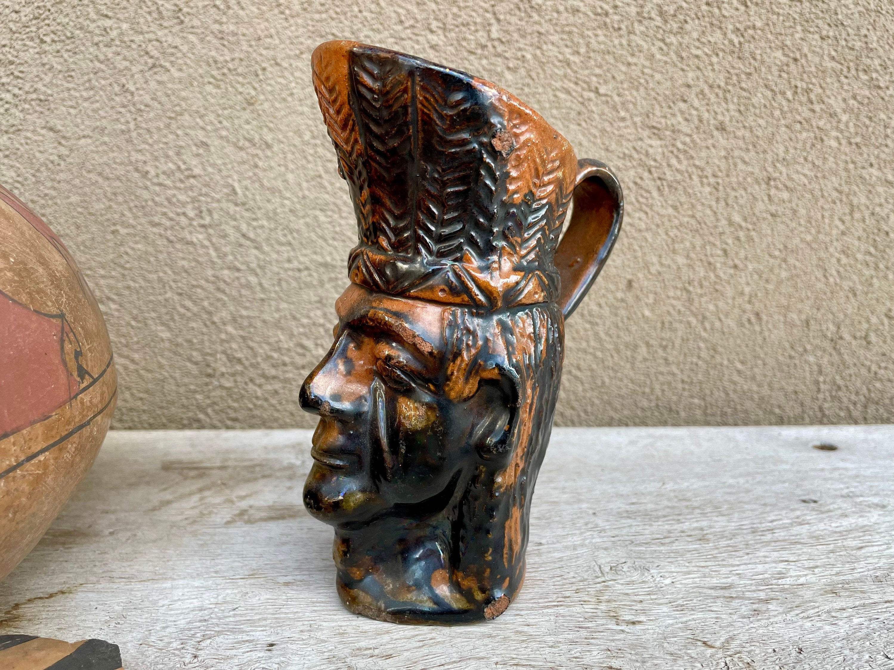 Vintage Mexican Pottery Face Pitcher from Barrio de la Luz, Pulque Toby ...