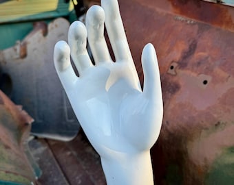 Distressed 1950s Hand Display Approx 16-1/2", Molded Plastic, Industrial Steampunk Decor