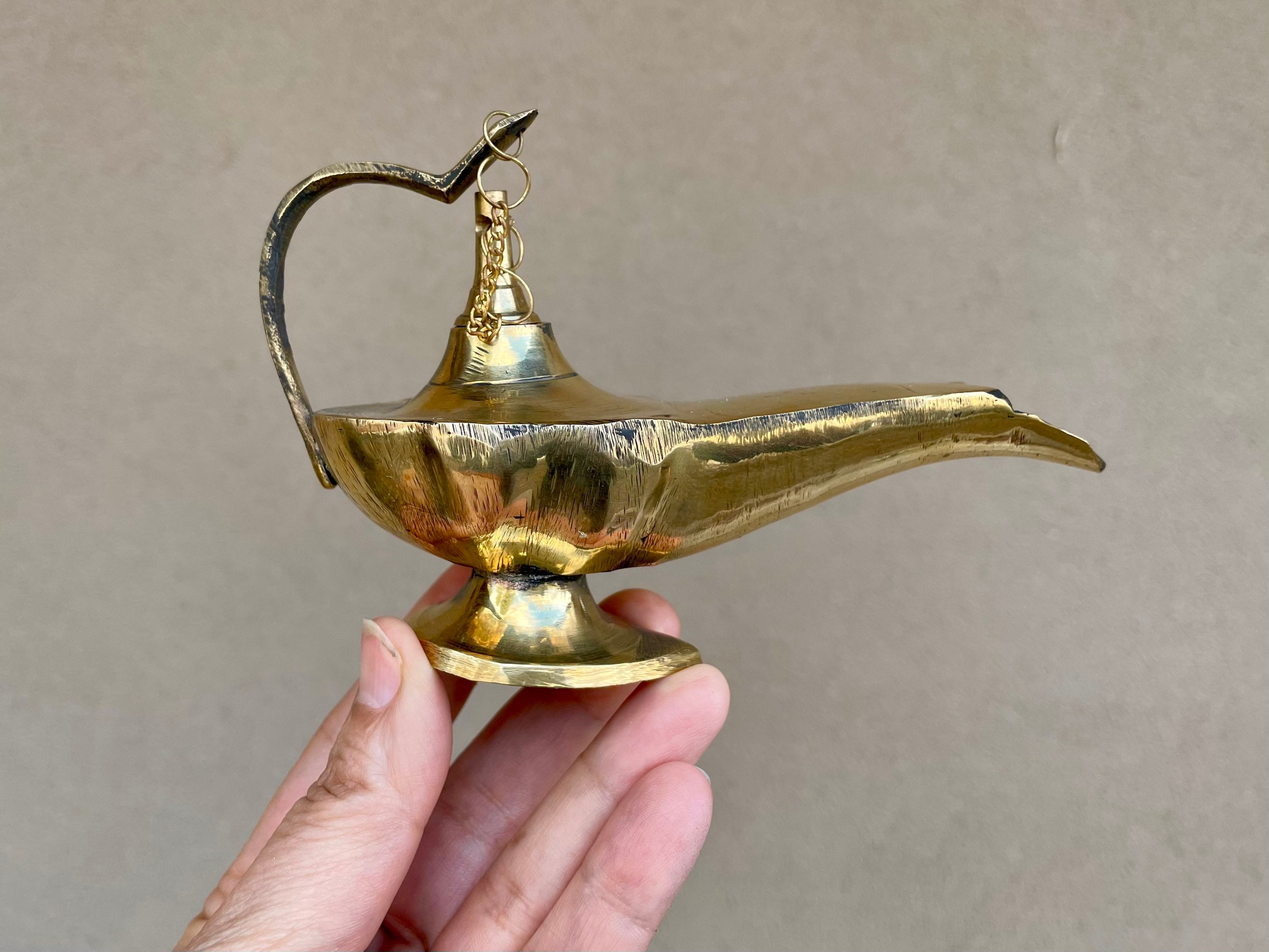 Vintage Brass Genie Reproduction Oil Burner, Miniature Magic Lamp, Bohemian  Loft, Arabian Theme