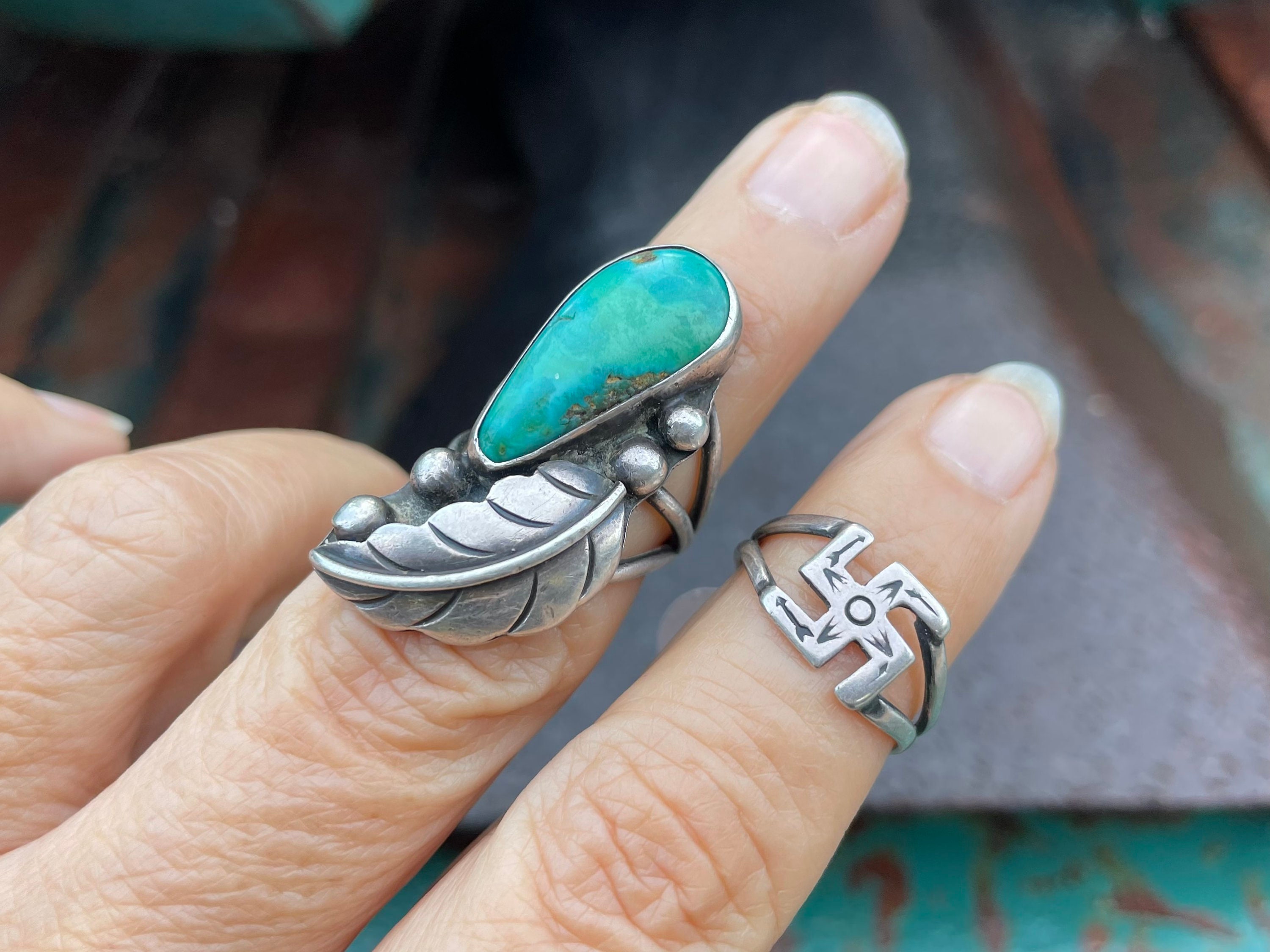 Small Fred Harvey Era Silver Whirling Log Ring Size 6.75
