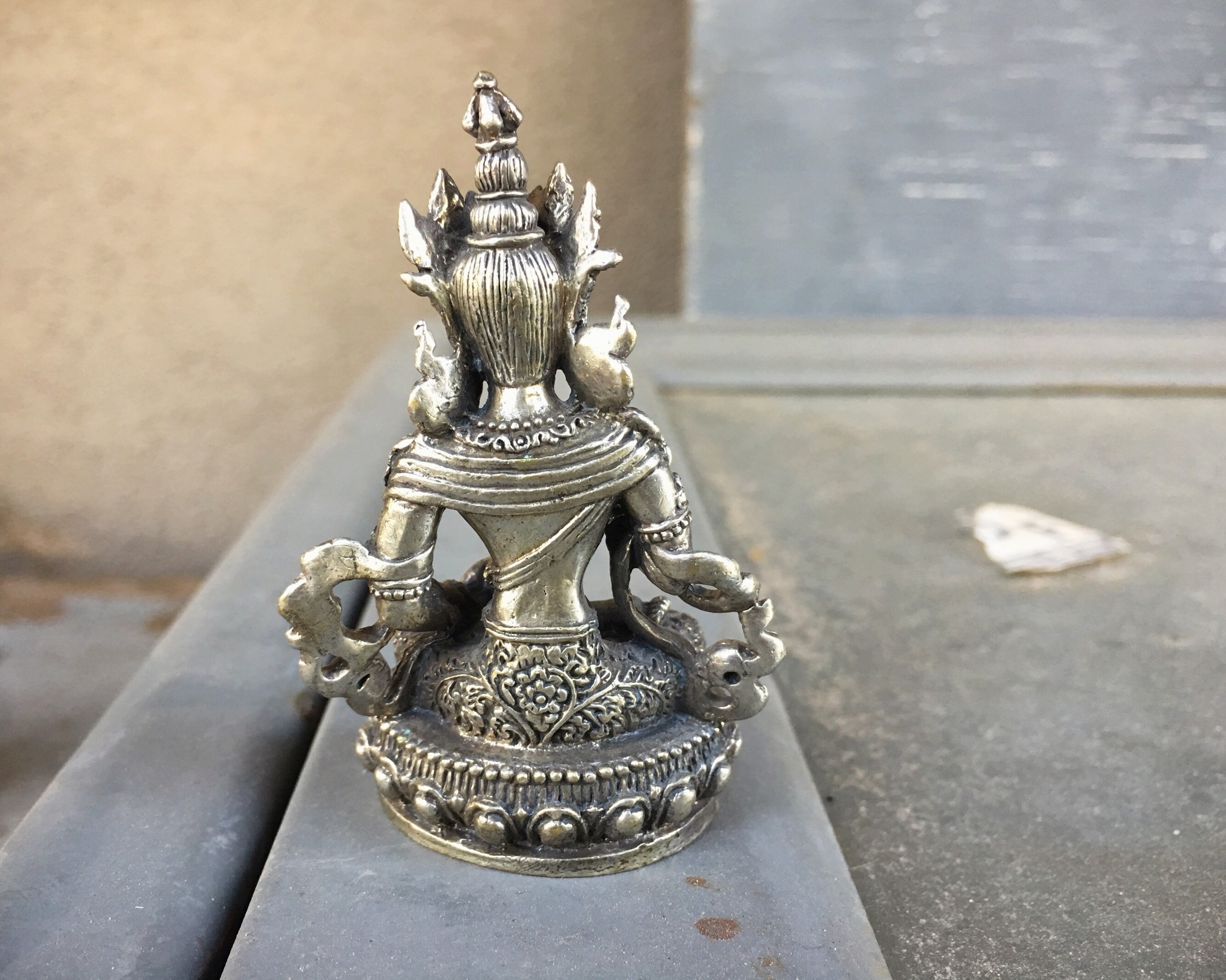 Small Silver Tone Buddha Figurine, Tiny Buddha Statue, Good Luck Talisman, Buddha Gifts