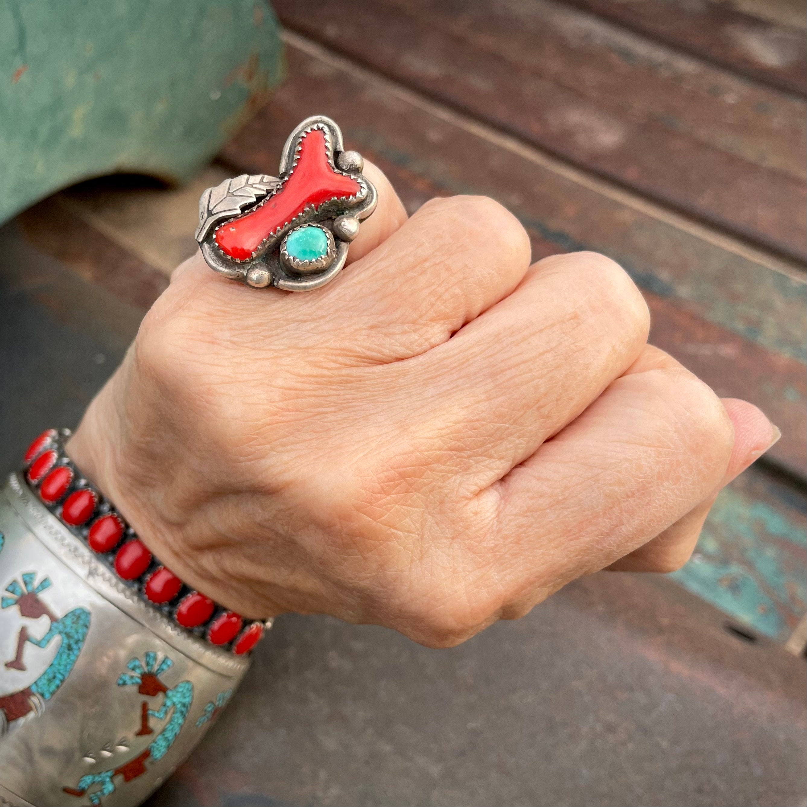 Huge Vintage Navajo Natural Coral Turquoise Native American Jewelry Silver Leaf Bracelet Huge Vintage Navajo Natural Coral Turquoise Native American Jewelry Silver Leaf Bracelet