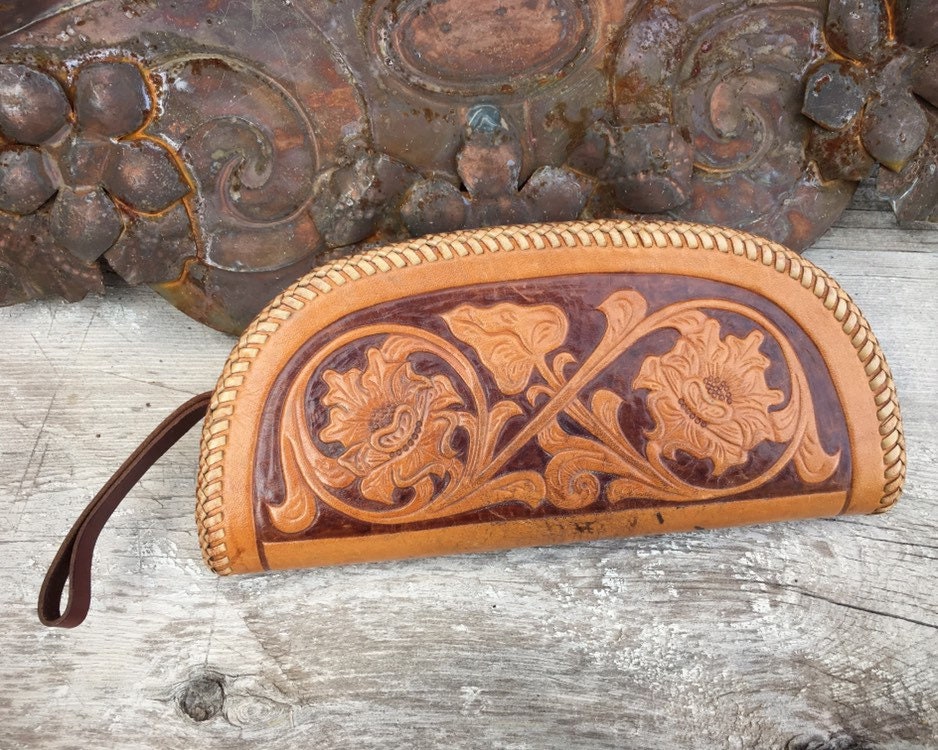 1950s to 1960s Western Clutch Purse Tooled Leather Small Bag, Cowgirl ...