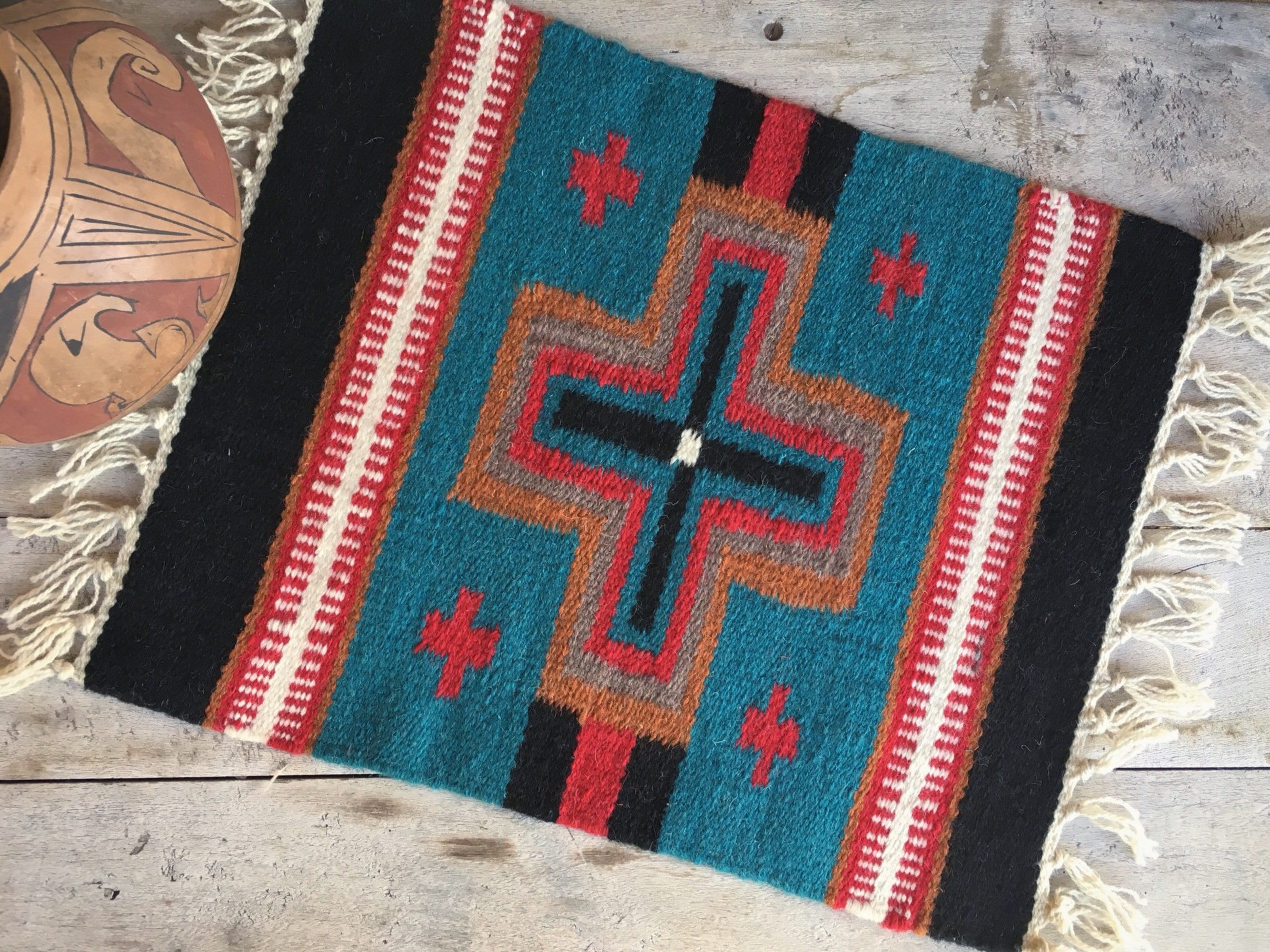 15 x 20 Handwoven Wool Placemat or Table Mat Southwestern Decor, Woven