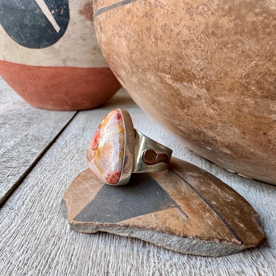 Simple Sterling Silver Agate Ring Approx Size 8, … - image 6