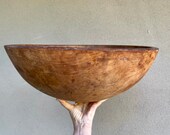 Antique Huge 22.5 quot Out of Round Wood Dough Bowl by Parrish, Over Eight Pounds, Natural Centerpiece, Primitive Farmhouse Rustic Modern Decor