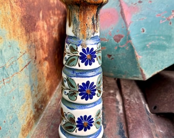 Vintage Signed Ken Edwards Pottery Tall Candle Holder, Tonala Mexican Southwestern Home Decor