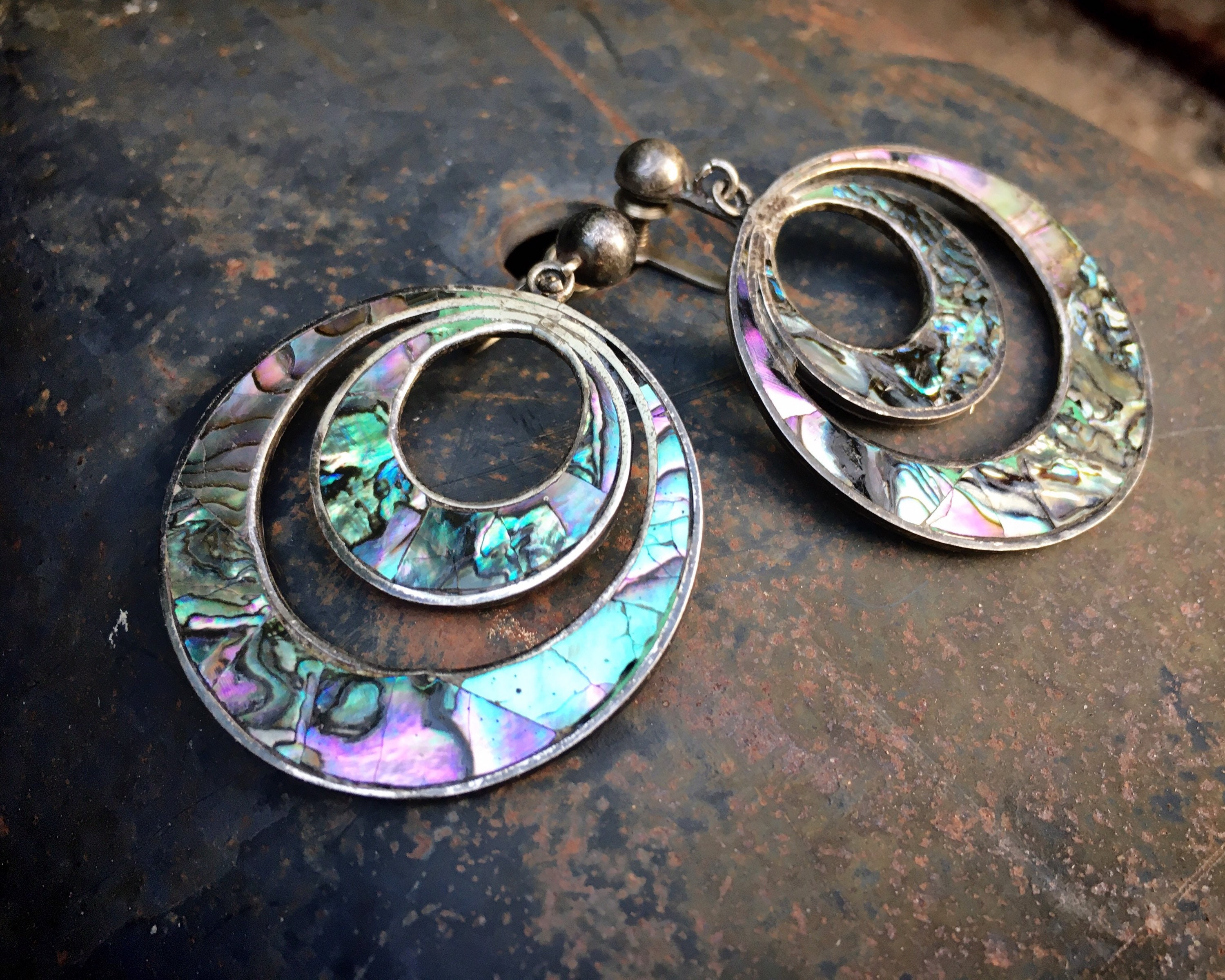 Old Mexican Sterling Silver Screw Back Earrings