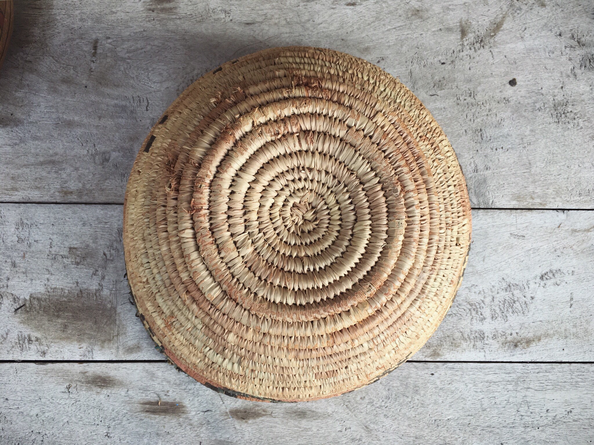Woven Basket Bowl Earthtone Colors Navajo Style, Bohemian Decor