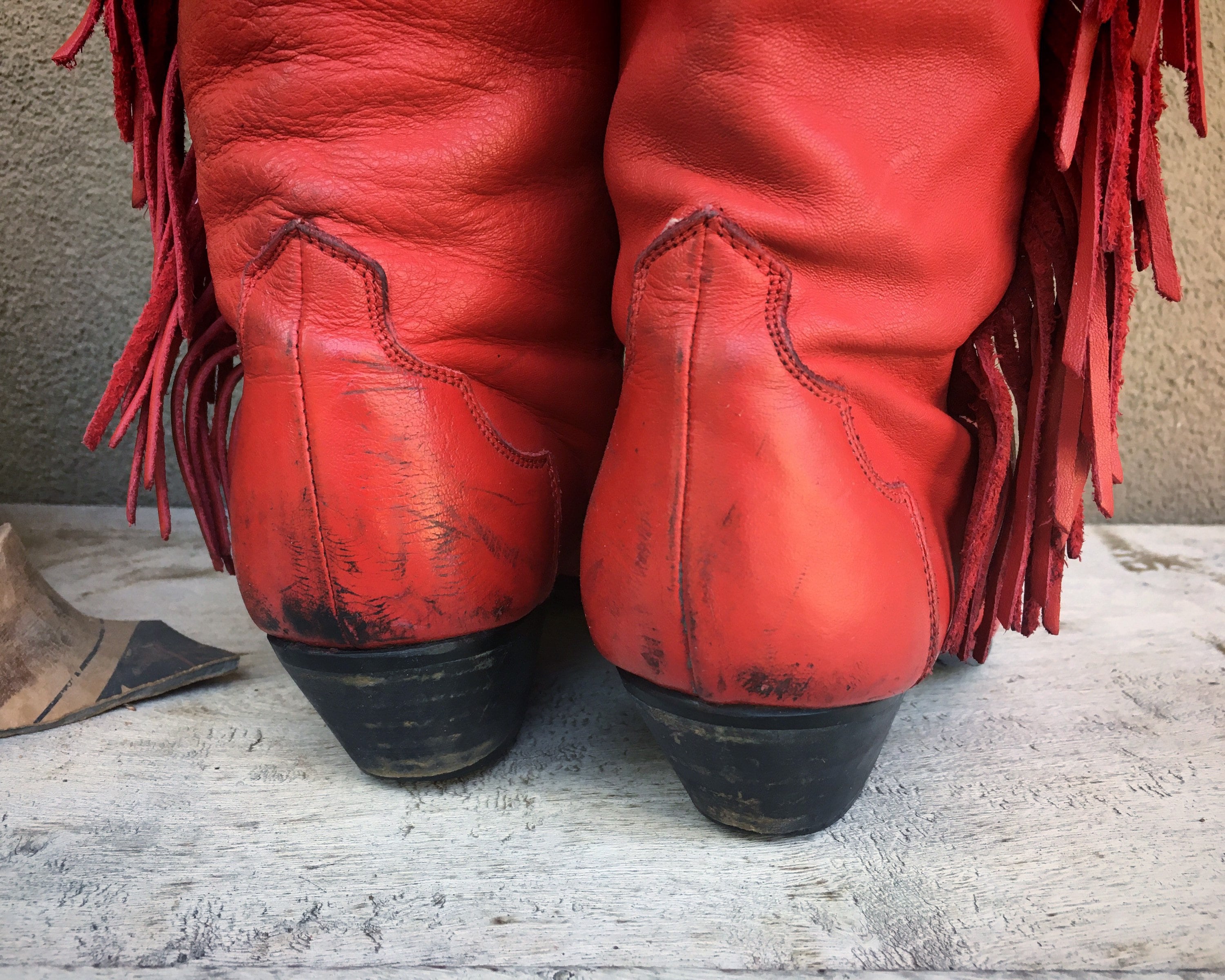 women's flat red leather boots