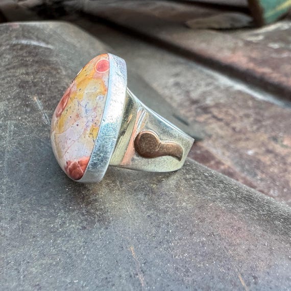 Simple Sterling Silver Agate Ring Approx Size 8, … - image 4