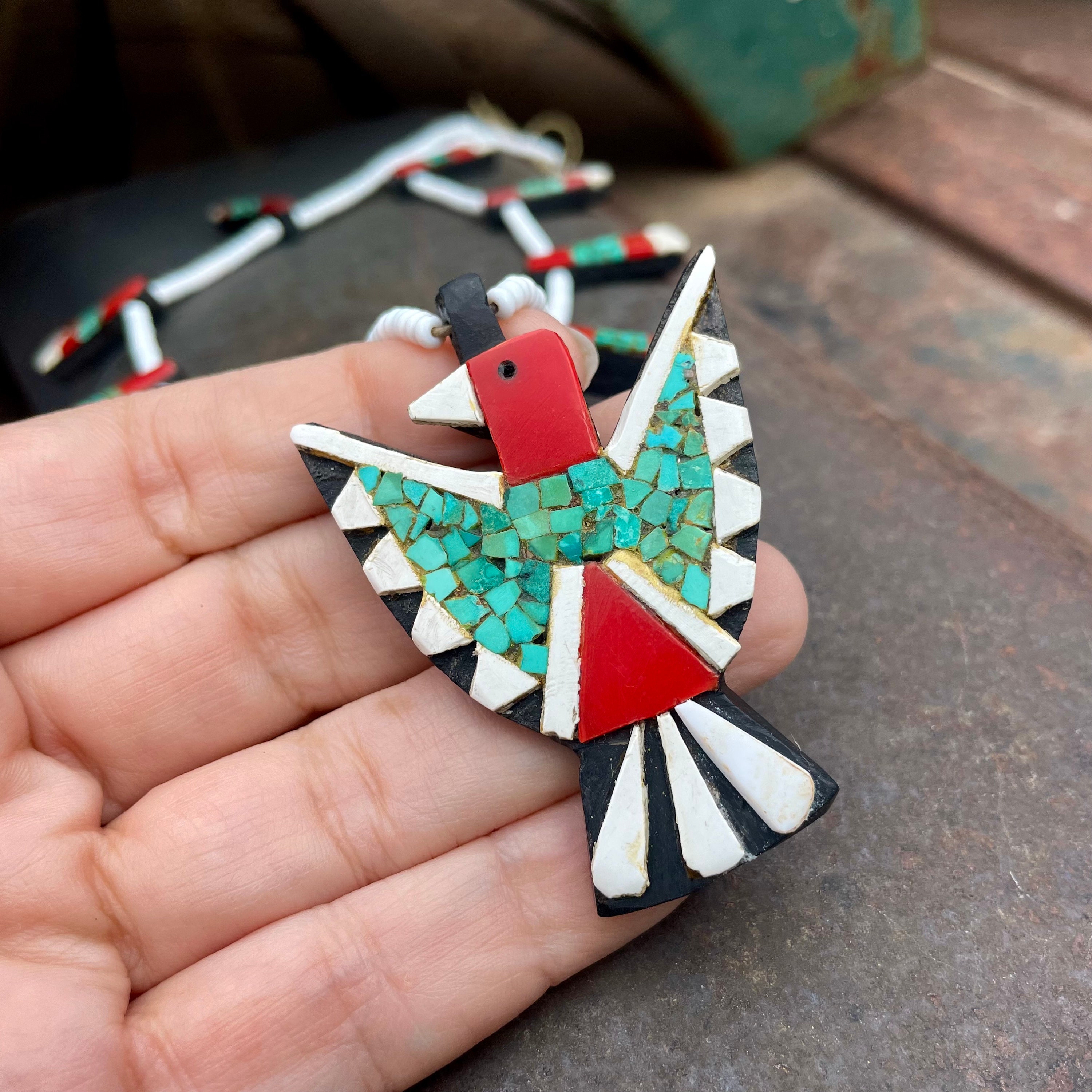 Native American One Of The Best Vintage Santo Domingo Turquoise Thunderbird Necklace Native American One Of The Best Vintage Santo Domingo Turquoise Thunderbird Necklace