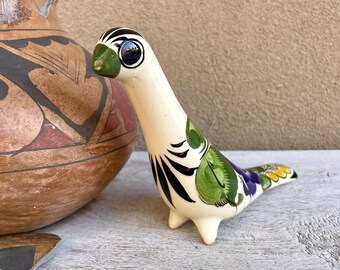 Vintage Tonala Mexico Pottery Bird Peace Dove Figurine, Southwestern Home, Kitchen Shelf Decor