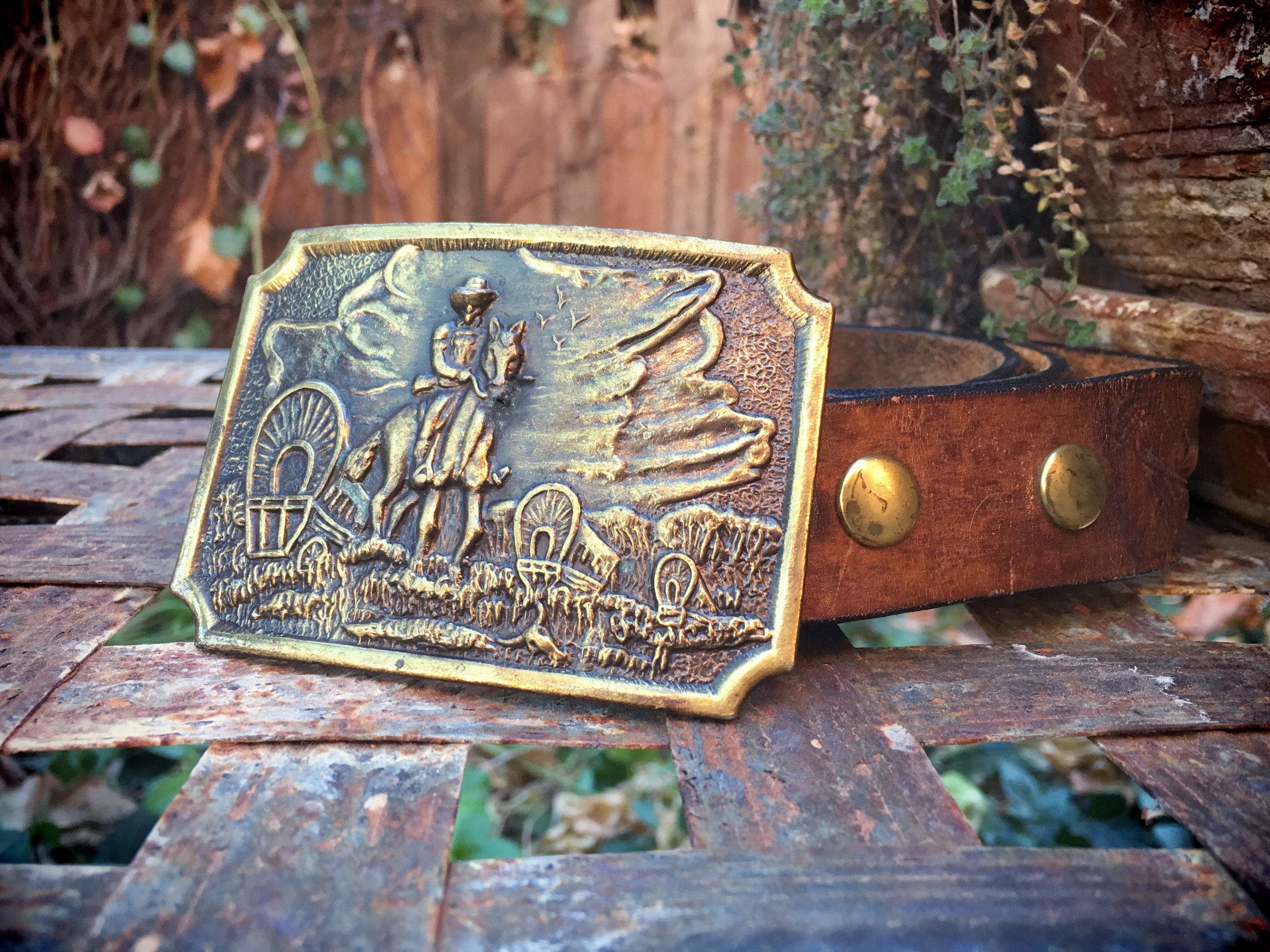 Western Belt Buckle for Men, Brass Belt Buckle Vintage, Western Gift