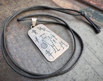 Southwestern Sterling Silver Pendant on Black Cord Approx 24", The Silver Mesa
