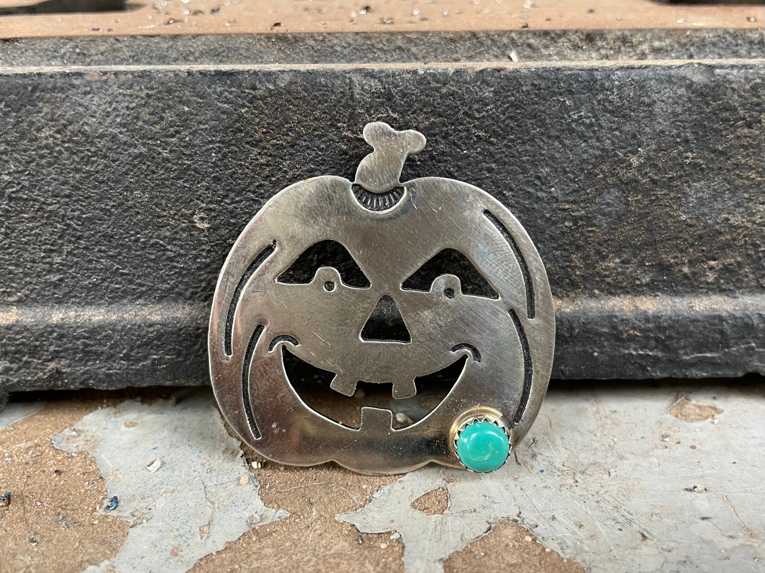 German Silver Jack O Lantern Brooch Pin for Hat or Jacket, Pumpkin Fall ...