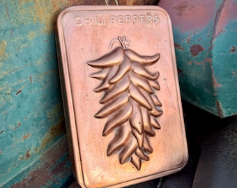 Copper Pudding Mold "Chili Peppers", 1970s Vintage Kitchen Southwestern