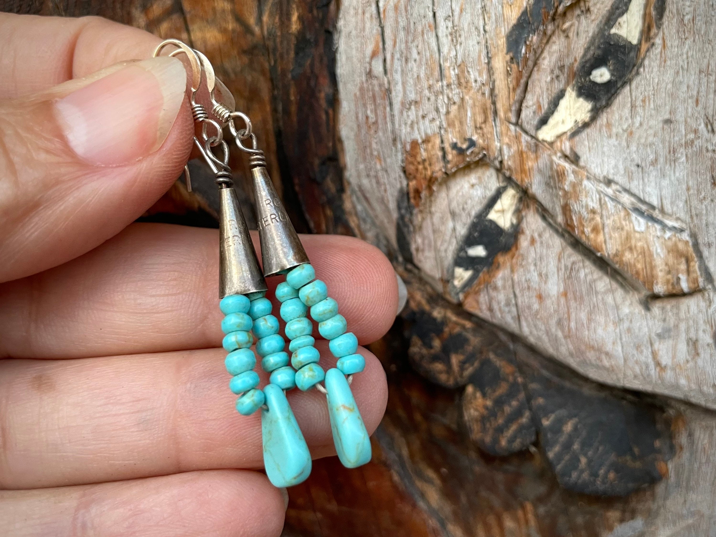 Turquoise bead cheap hoop earrings
