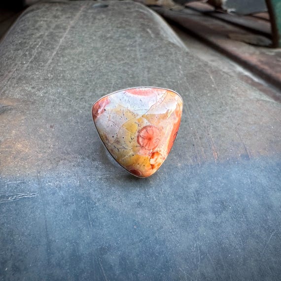 Simple Sterling Silver Agate Ring Approx Size 8, … - image 8