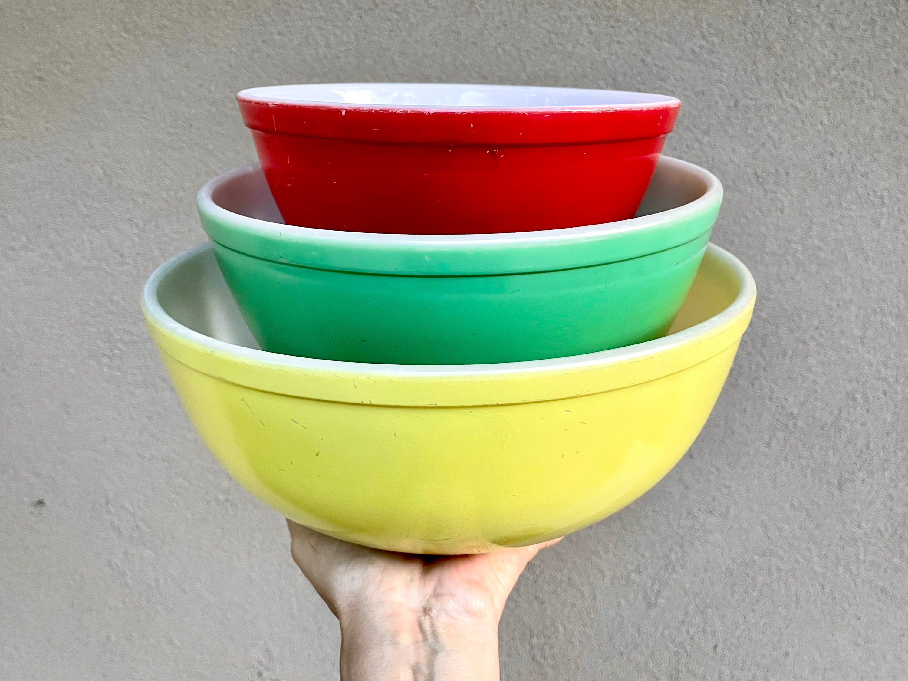 Set of Three USA Made Classic Stoneware Mixing Bowls