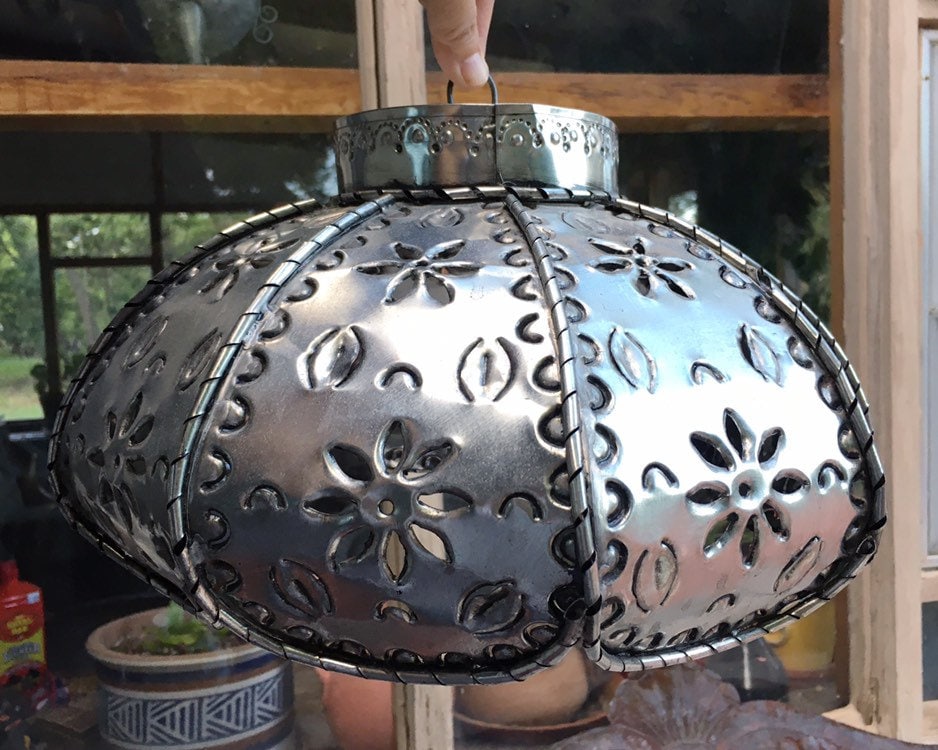 Vintage Mexican Punched Tin Lampshade