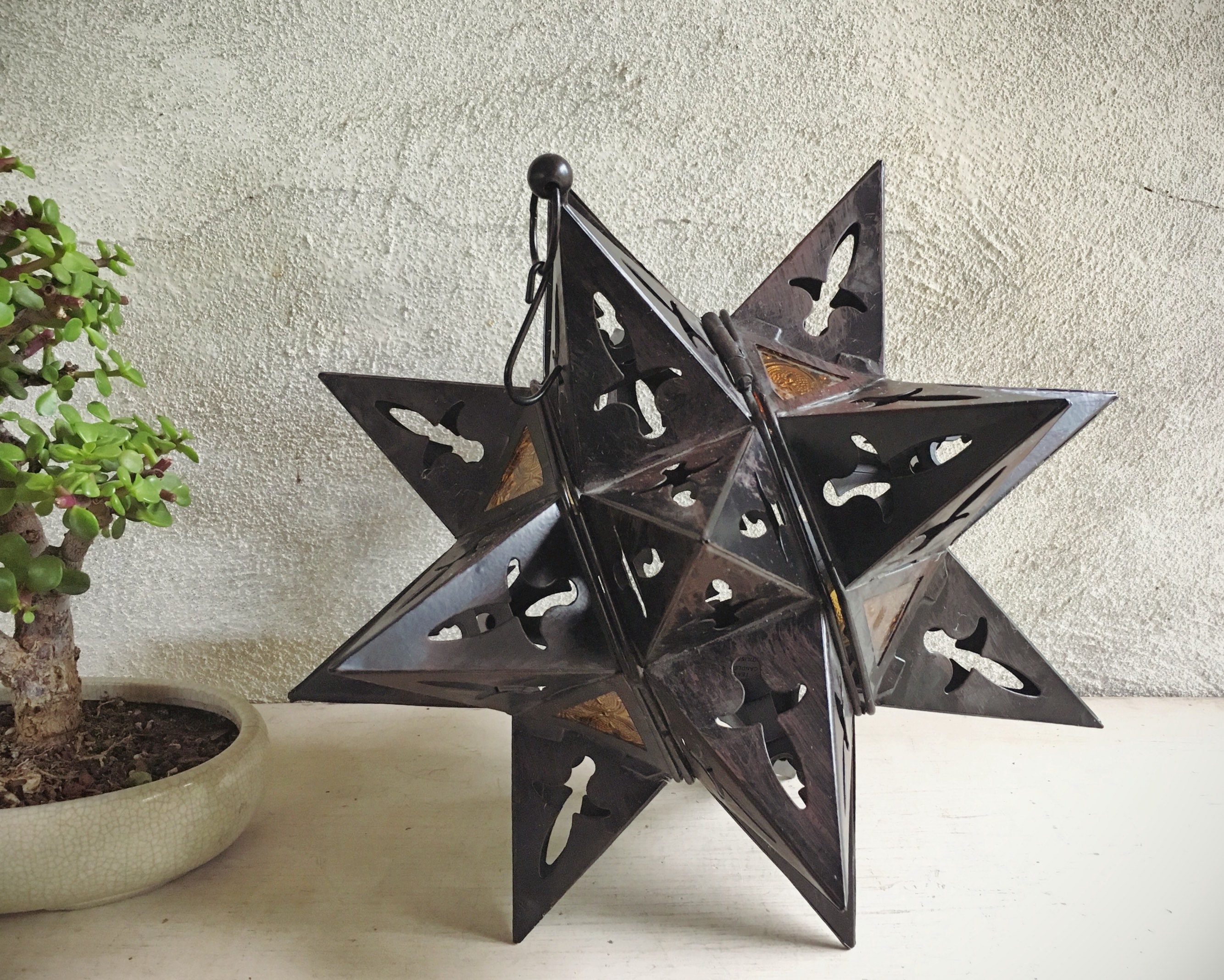 Mexican Star Metal Cut Out Hanging Candle Holder Three