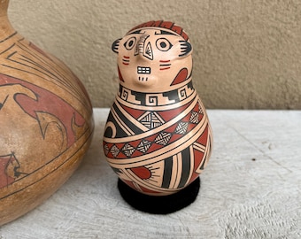 Lourdes Villalba Mata Ortiz Polychrome Effigy Pot, Casas Grandes Pottery, Southwestern Decor