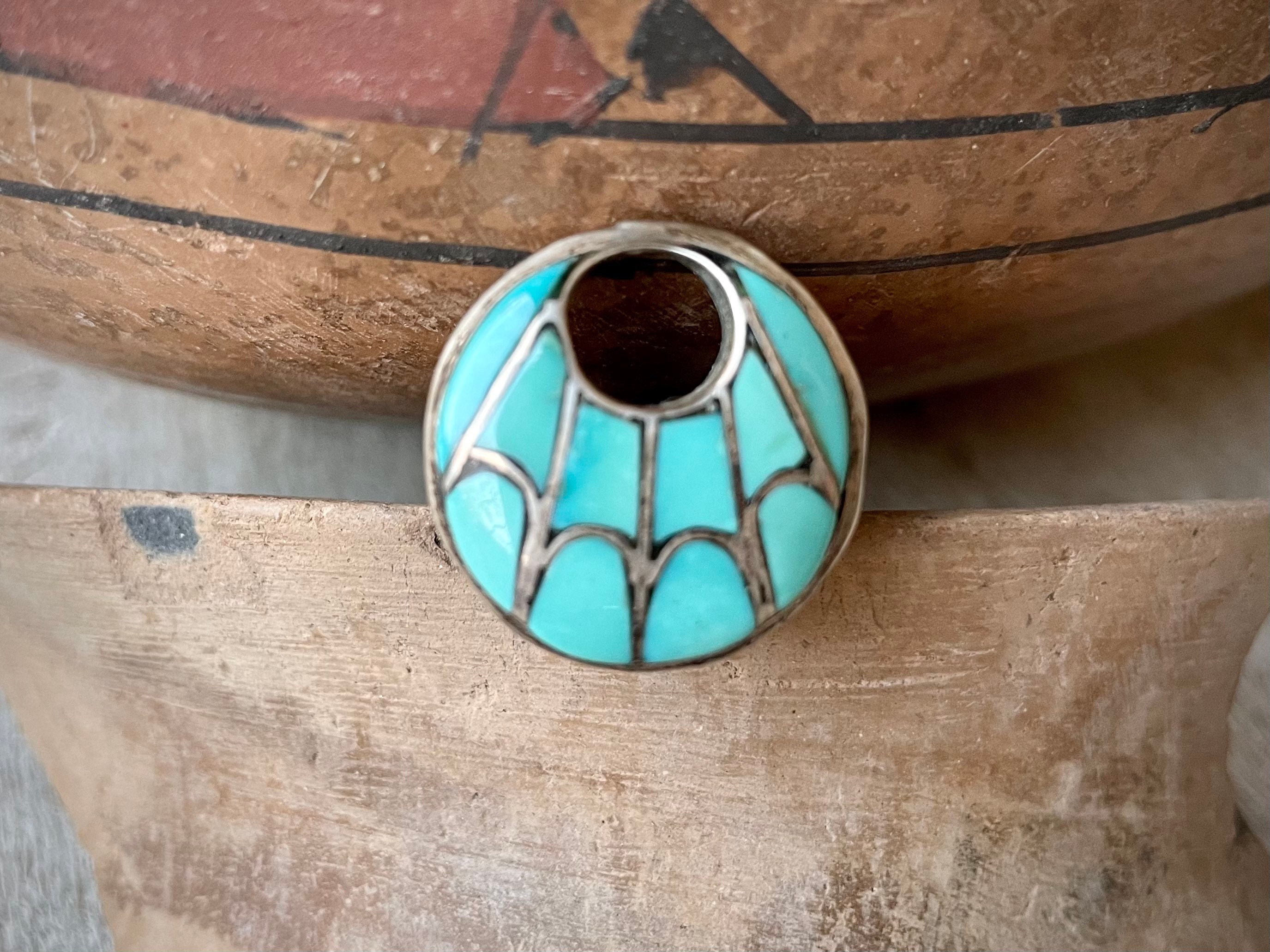 Zuni Annie Quam Gasper Turquoise Channel Inlay Hummingbird Ring