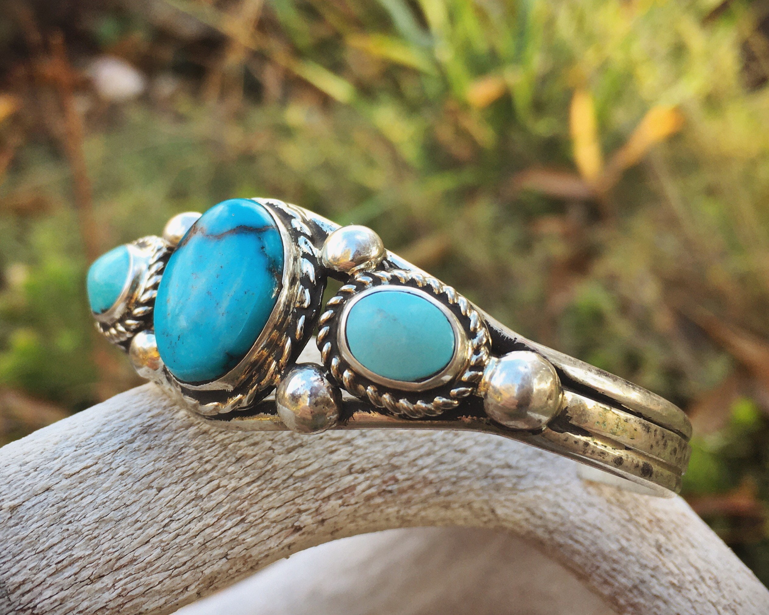 Navajo Made Sterling Silver Turquoise Bracelet for Women, Native ...